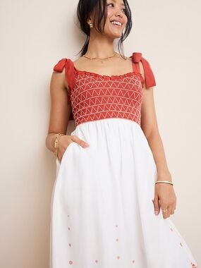 Francesca's Collections Reese Color Block Smocked Midi Dress